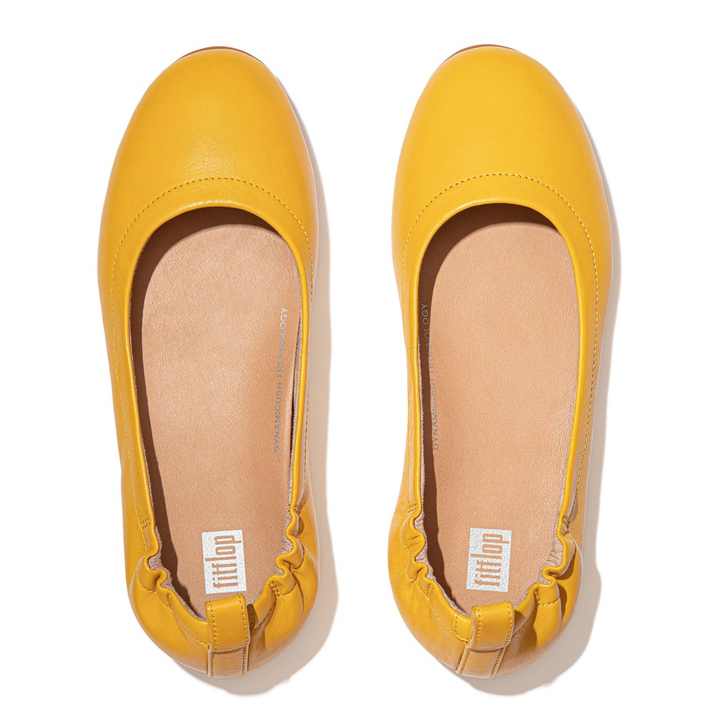 Fitflop Womens Ballet Flats Yellow - Allegro Soft Leather - 06DBACJMO